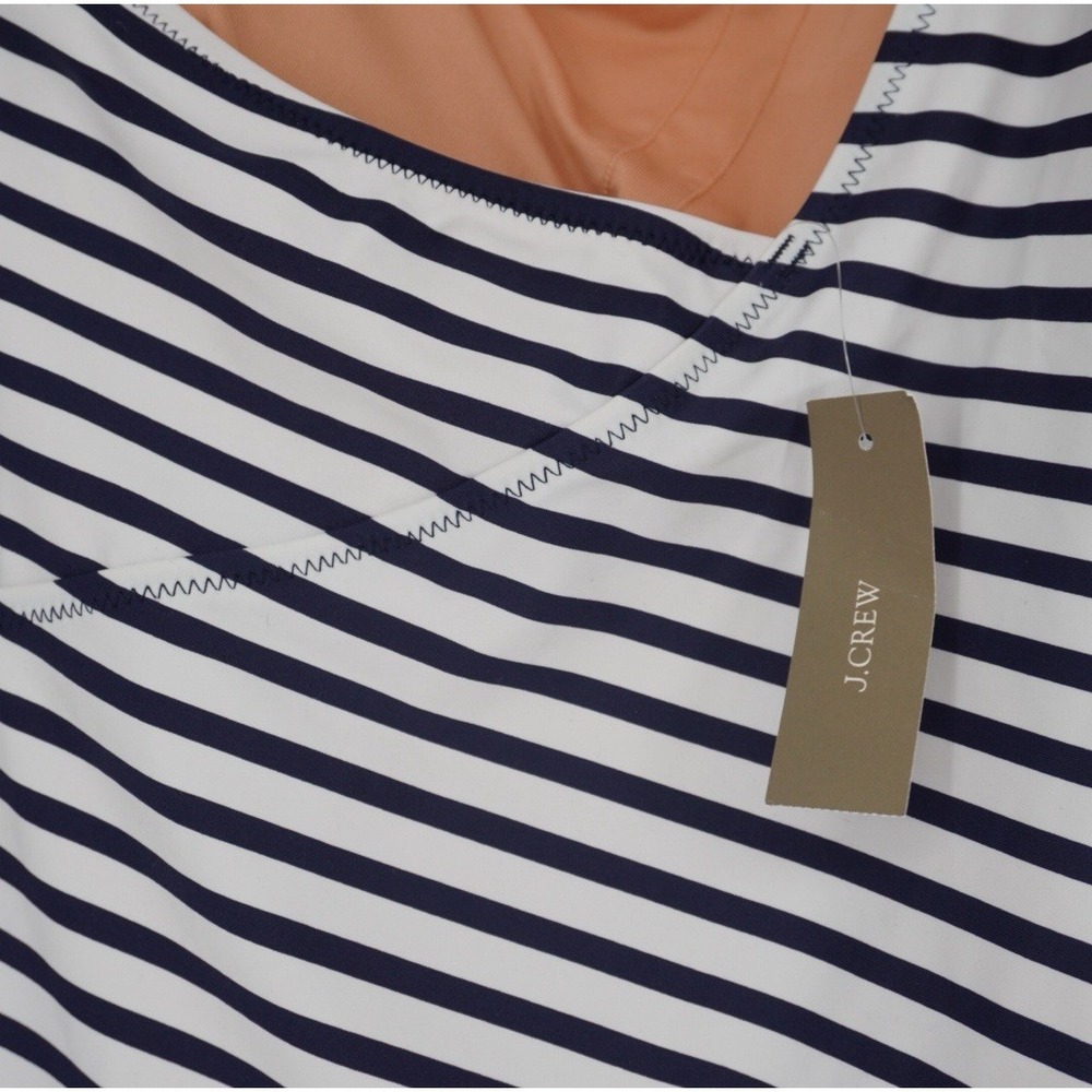 J.Crew Ruched One Shoulder One Piece Navy White Stripe Size 14 Coastal NEW - Picture 11 of 16